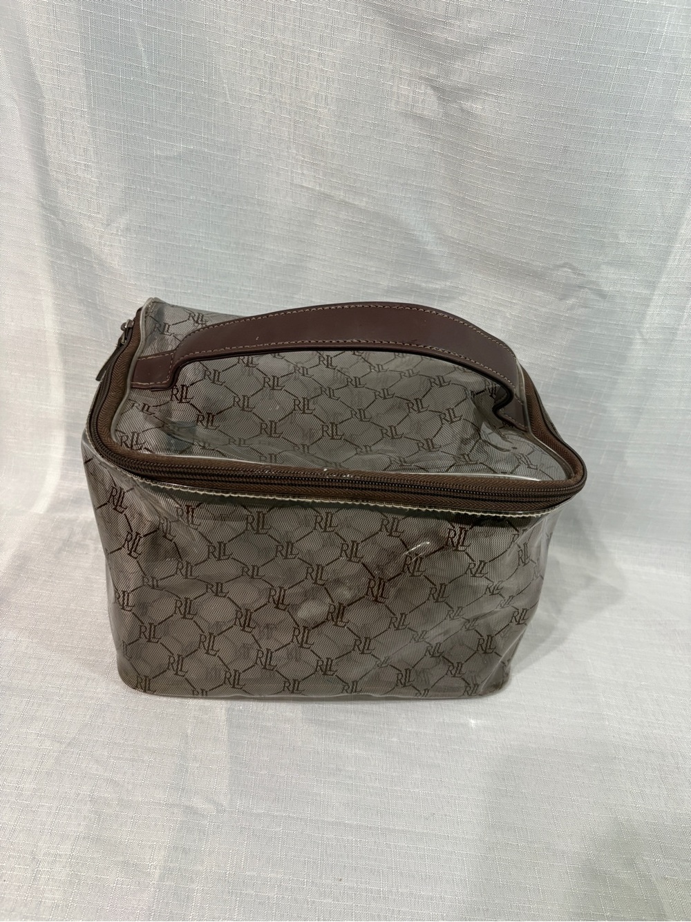 Ralph Lauren Clear w/ Brown RL Monogram Toiletry Bag